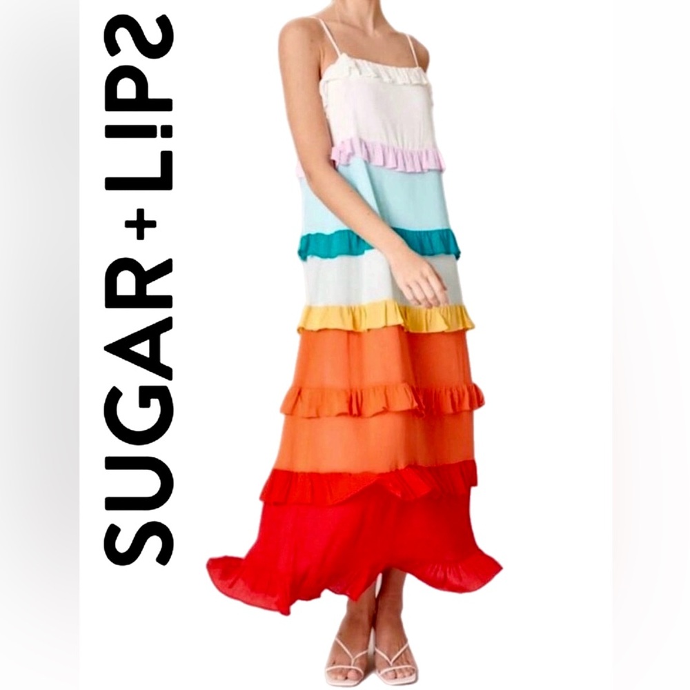 Sugarlips Taste The Rainbow Ruffle Tiered Maxi Dress - XS